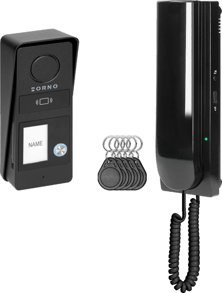 Orno ATIN, vienos šeimos domofono komplektas, 2 laidų, RFID, juodas