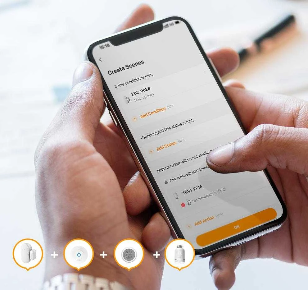 IMOU KIT-TRV1-EU-2 ZigBee termostatinės galvutės rinkinys su 6 adapteriais ir šliuzu