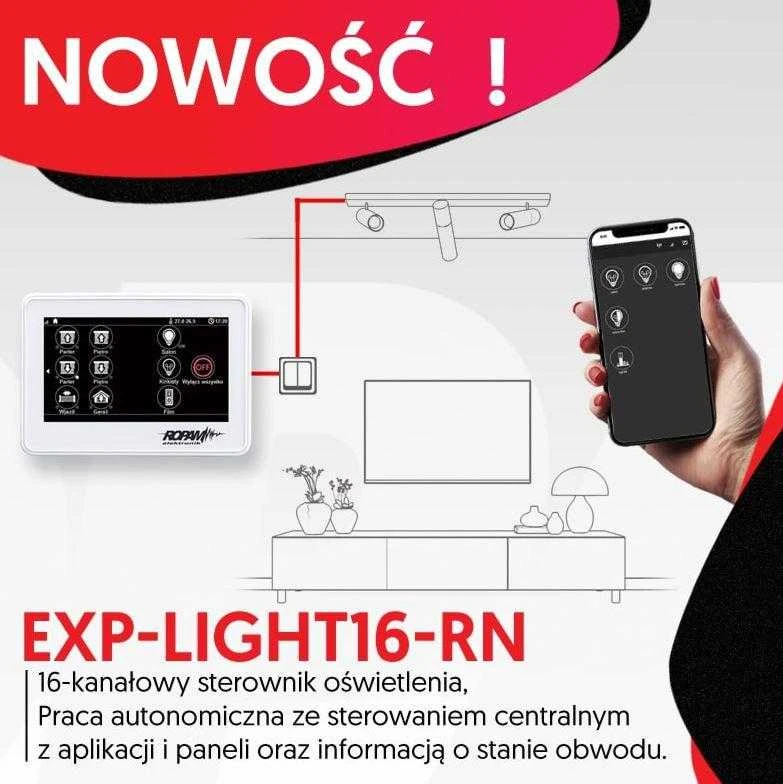Ropam EXP-LIGHT16-RN apšvietimo valdymo sistemos schema