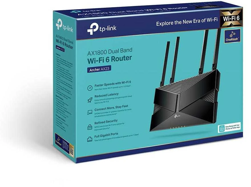 Maršrutizatorius TP-Link Archer AX23 AX1800/ Dual-Band Wi-Fi 6  / 802.11ax / 1201+574 Mbit/s / Ethernet LAN (RJ-45) jungtys 4 /Mesh Support