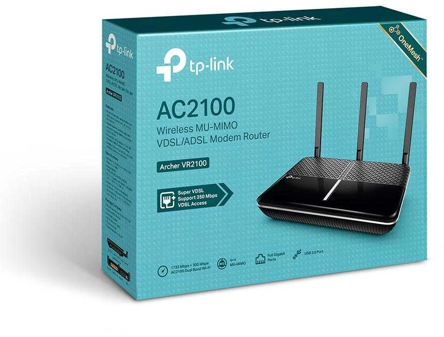 Belaidis maršrutizatorius TP-LINK Archer VR2100 Dviguba juosta (2,4 GHz / 5 GHz) Gigabitinis eternetas Juoda