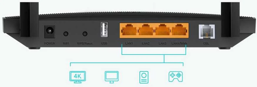 Belaidis Maršrutizatorius - TP-Link Archer AC1200 MU-MIMO VDSL/ADSL 4 LAN Prievadai Juodas