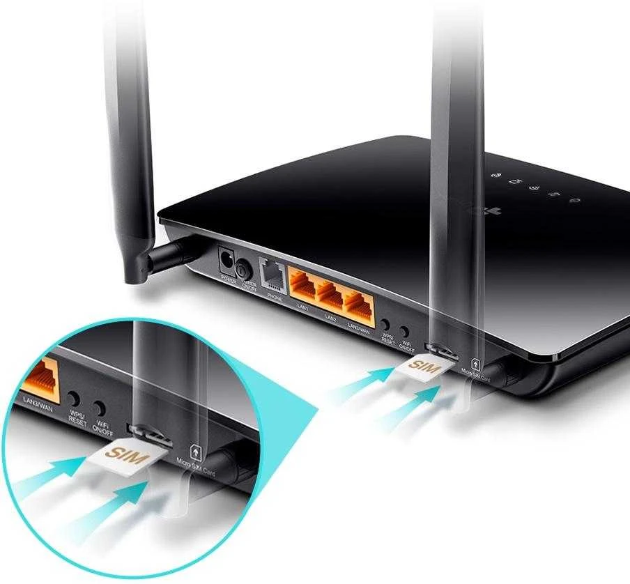 Belaidis Maršrutizatorius - TP-Link N300 4G LTE Telefono WiFi Maršrutizatorius - Juodas