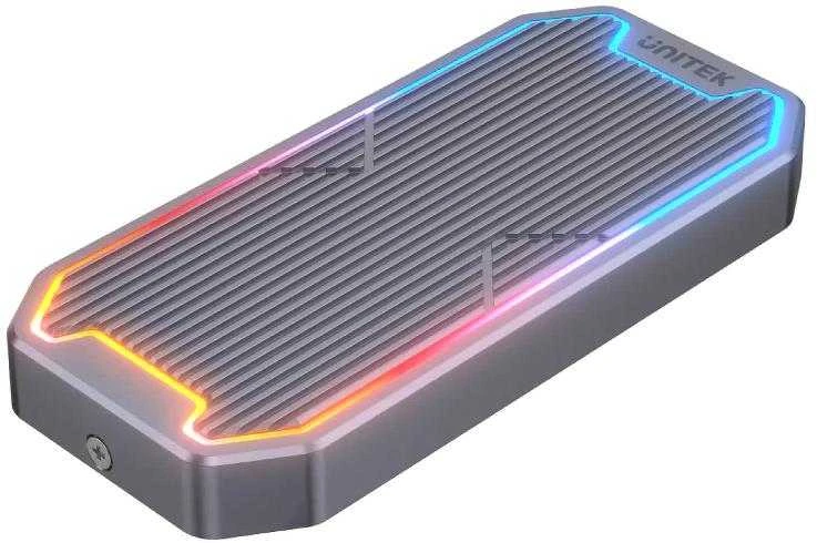UNITEK USB-C M.2 SSD NVME/SATA išorinis korpusas, 10Gbps, RGB