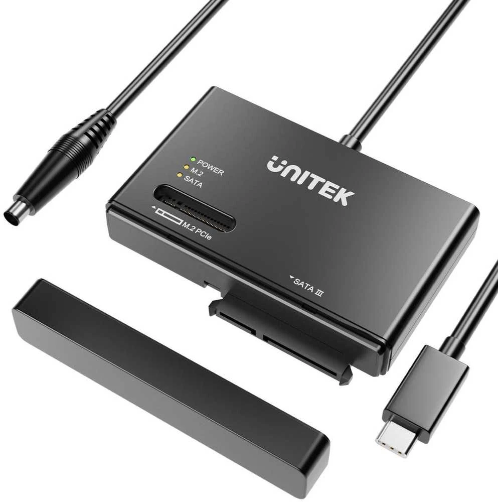 Saugojimo prijungimo stotis – Unitek S1232A01-EU 1x SATA III 2,5"/3,5" 1x M.2 SATA / NVMe USB-C 10Gbps