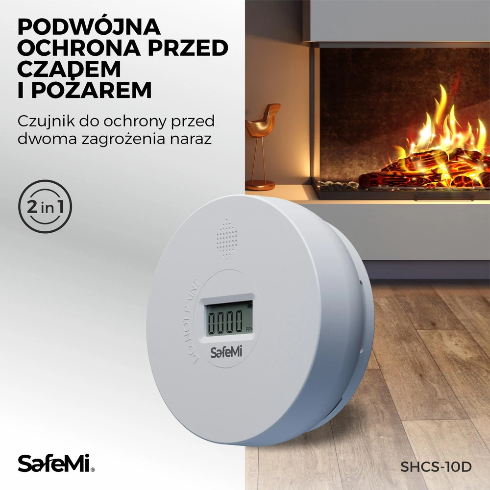 „Carruzzo SAFE MI“ anglies monoksido ir dūmų detektorius – B – 7 metų garantija SHCS-10D