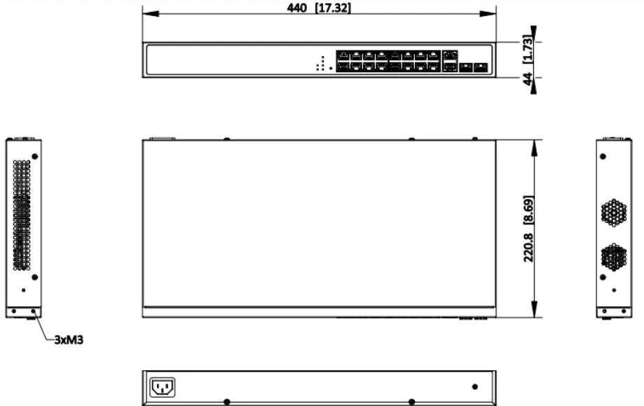 Šakotuvas Jungiklis POE DS-3E1520HP-SI-16P2T2F 16 PRIEVADŲ SFP Hikvision