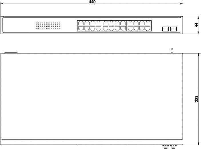 Šakotuvas Jungiklis POE DS-3E1526P-SI 24 prievadų SFP Hikvision