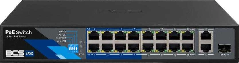 Šakotuvas SWITCH POE BCS-B-SP1602G-1SFP 16 PRIEVADŲ SFP BCS BASIC