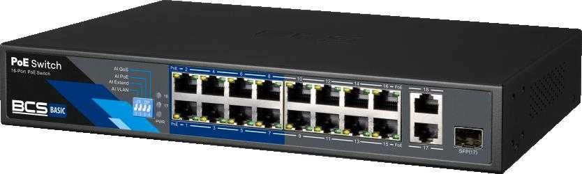 Šakotuvas SWITCH POE BCS-B-SP1602G-1SFP 16 PRIEVADŲ SFP BCS BASIC