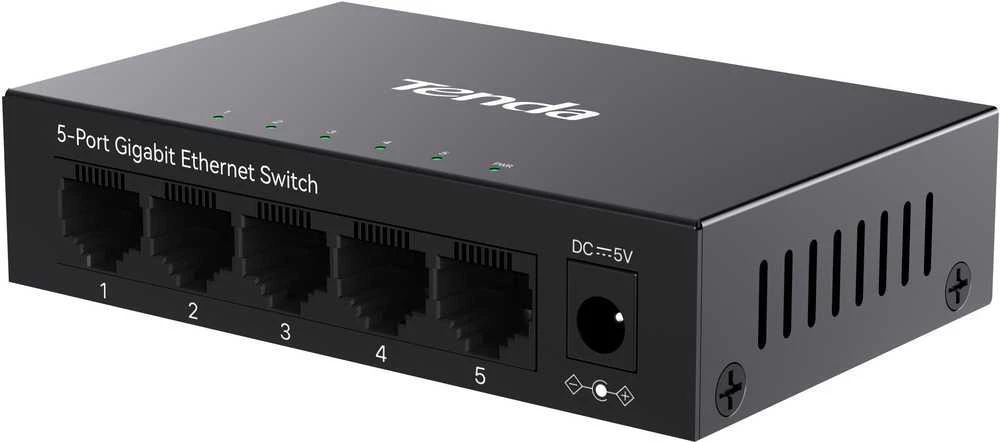 Tenda TEG1005M tinklo jungiklis Unmanaged L2 Gigabit Ethernet (10/100/1000) Juodas
