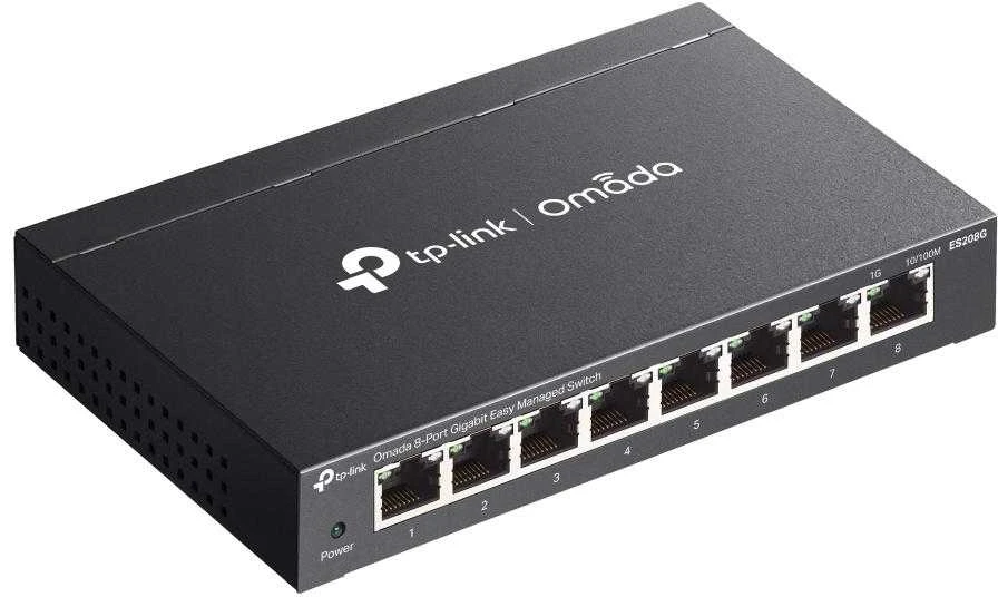 Šakotuvas TP-Link Omada ES208G tinklo komutatorius Valdomas L2 Gigabit Ethernet (10/100/1000) Juodas