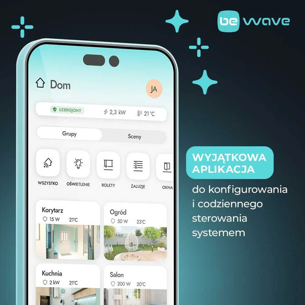 Satel BE WAVE sistemos valdymo programėlė telefone