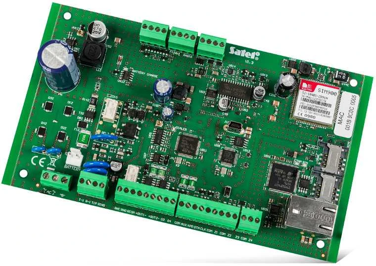 Satel Palydovinio valdymo pulto pagrindinė plokštė su ryšio moduliu ir sirena (VERSA Plus)