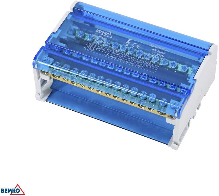 Bemko Schelinger Paskirstymo blokas 60 gnybtų 4x15 (11x5,3 mm + 2x7,5 mm + 2x9,1 mm)