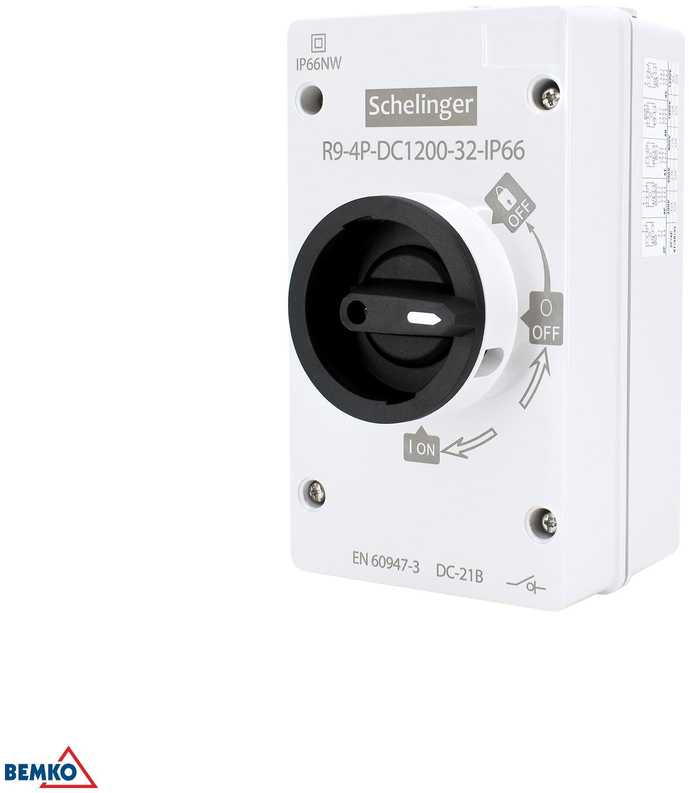 Schelinger Bemko Atjungiklis su izoliacija 32A 4P PV 1200V DC IP66