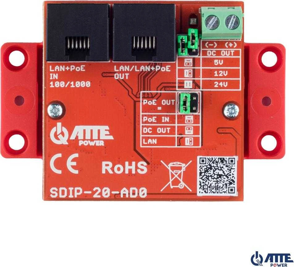 PoE adapteris Atte SDIP-20-AD0 plokštė