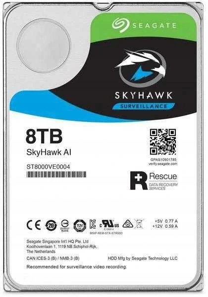 „SEAGATE“ stebėjimo dirbtinio intelekto „Skyhawk“ 8 TB kietasis diskas SATA 6 Gb/s 256 MB talpykla 8,9 cm 3,5 colio