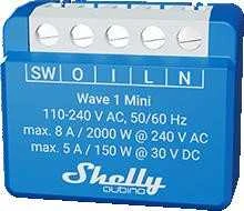 Shelly Qubino Wave 1 Mini 1-kanalo 8 A išmanusis jungiklis su sausais kontaktais