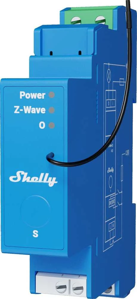 Shelly Qubino Wave Pro 1 profesionalus 1 kanalo DIN bėgio išmanusis jungiklis su sausais kontaktais.