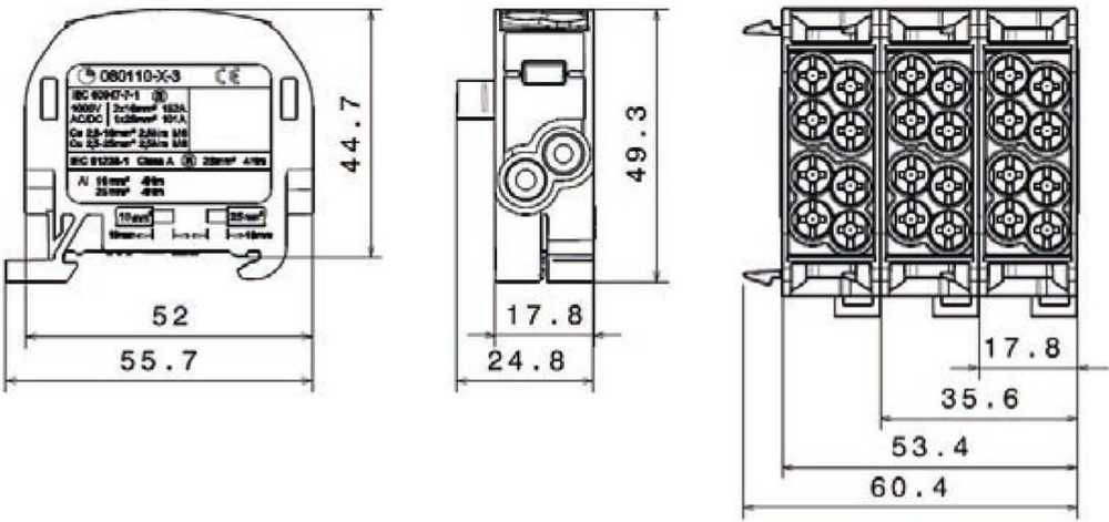 Simet Šakų paskirstymo blokas SCB 25 Al/Cu 80110 SIMBLOCK, rudas 81501015