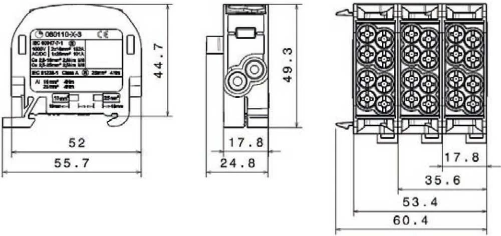 Simet Šakų paskirstymo blokas SCB 25 Al/Cu 80110 SIMBLOCK, mėlynas 81501003