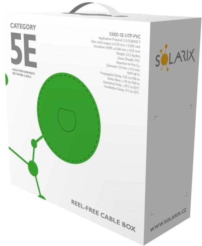 SOLARIX CAT.5E VYTOS POROS KABELIS U/UTP PVC dėžutė 305m