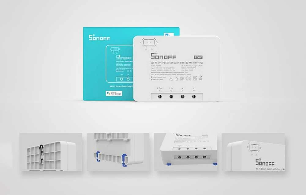 Sonoff Pow R3 1-kanalo išmani relė valdoma WiFi su energijos sunaudojimo matavimo funkcija - 230VAC 5500W