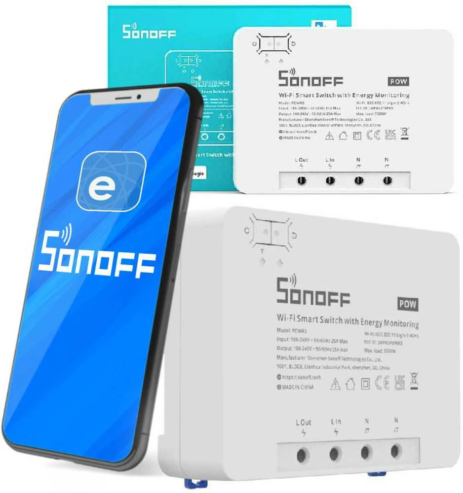 Sonoff Pow R3 1-kanalo išmani relė valdoma WiFi su energijos sunaudojimo matavimo funkcija - 230VAC 5500W