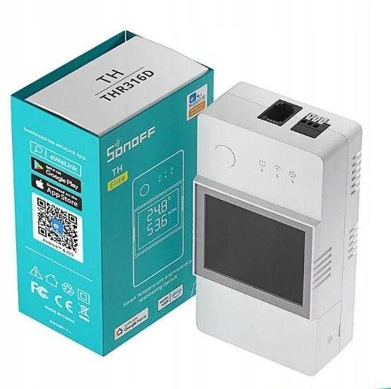 SONOFF TH Elite 20A 1 kanalo relė su papildomu "sausu" kontaktu (THR320D Elite)