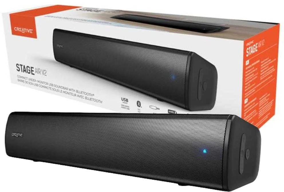 Namų kino sistema Creative Soundbar po monitoriumi Stage Air V2 juodos spalvos Bluetooth 5.3