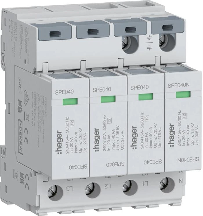 Hager SPD OGR. PRZEP. T2 4P 4+1 TN-S IN20KA