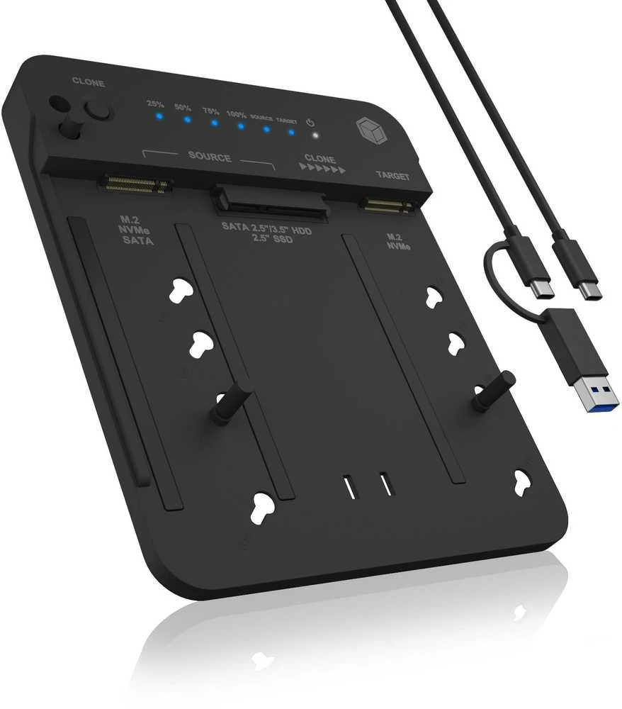 Raidsonic Icy Box prijungimo ir klonavimo stotis, skirta 2x M.2 NVMe SSD | IB-2913MCL-C31