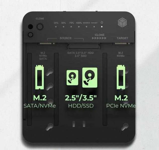 Raidsonic Icy Box prijungimo ir klonavimo stotis, skirta 2x M.2 NVMe SSD | IB-2913MCL-C31