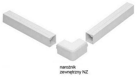 STASIŃSKI SP. Z O.O. Priedai elektros instaliacijos juostoms, išorinis kampas Baltas NZ 90x60 (1 vnt.)