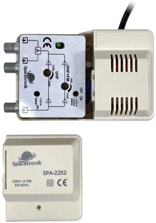 Spacetronik SPA-22X2 FM/VHF UHF 12V TV stiprintuvas