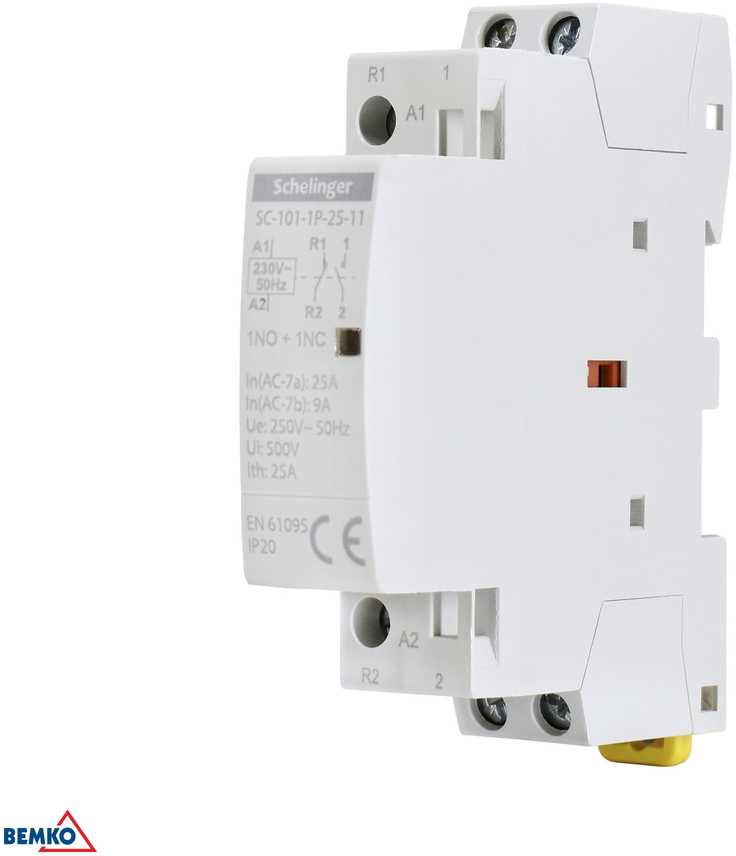 Bemko STYCZNIK MODUŁOWY SC101 1P 25A TYP 11 (1NO+1NC) SCHELINGER A62-SC-101-1P-25-11