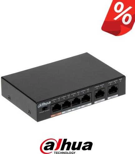 Šakotuvas SWITCH POE PFS3006-4ET-60-V2 4 PRIEVADŲ DAHUA