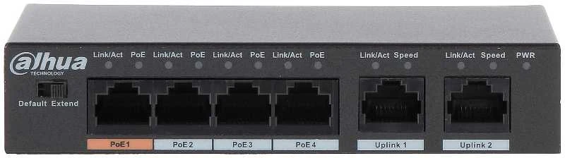 Šakotuvas SWITCH POE PFS3006-4ET-60-V2 4 PRIEVADŲ DAHUA