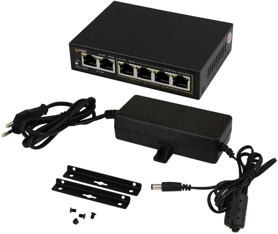 Šakotuvas SWITCH POE SG-64 4 PRIEVADŲ PULSAR