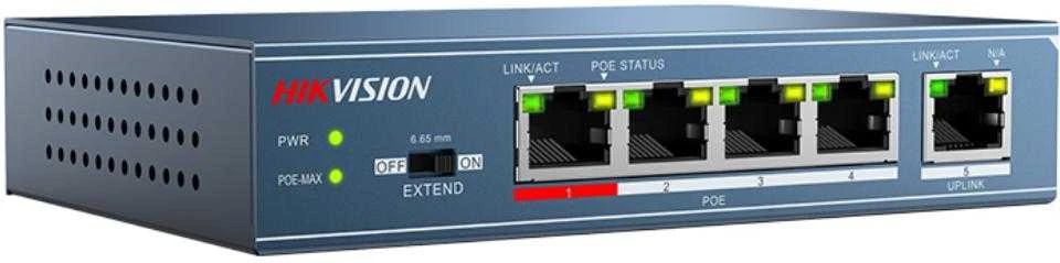 Šakotuvas SWITCH POE DS-3E0105P-E(B) 4 PRIEVADŲ Hikvision