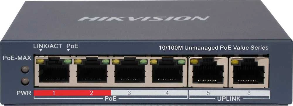 Šakotuvas Komutatorius 6 prievadų Hikvision DS-3E0106P-E/M(B)