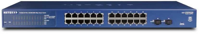 NETGEAR GS724T 24 prievadų Gigabit Smart Switch 2x kombinuotas vario / SFP prievadų įžvalga nuotolinis / debesies valdymas