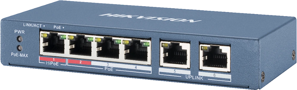Šakotuvas SWITCH POE DS-3E0106HP-E 4 PRIEVADŲ Hikvision