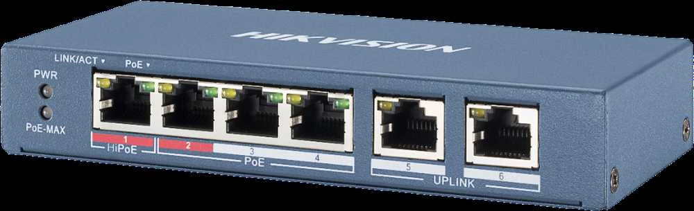 Šakotuvas SWITCH POE DS-3E0106HP-E 4 PRIEVADŲ Hikvision