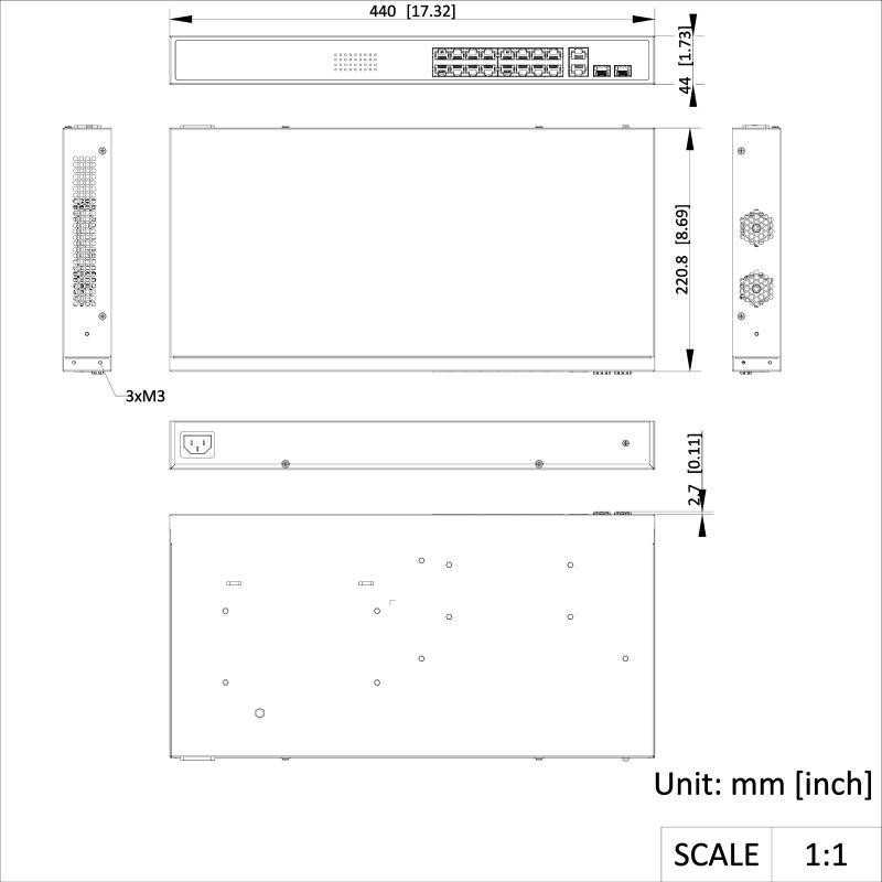 Šakotuvas DS-3E1318P-EI(B) Switch Hikvision