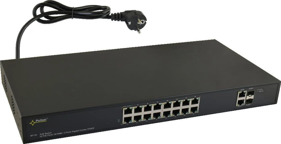 Šakotuvas SWITCH POE SF-116 16 PRIEVADŲ SFP PULSAR