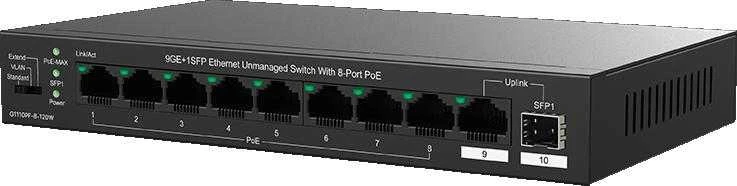 Šakotuvas „Tenda TEG1110PF-8-120W“ tinklo komutatorius, nevaldomas gigabito eternetas (10/100/1000), maitinimas per eternetą (PoE), Juodas