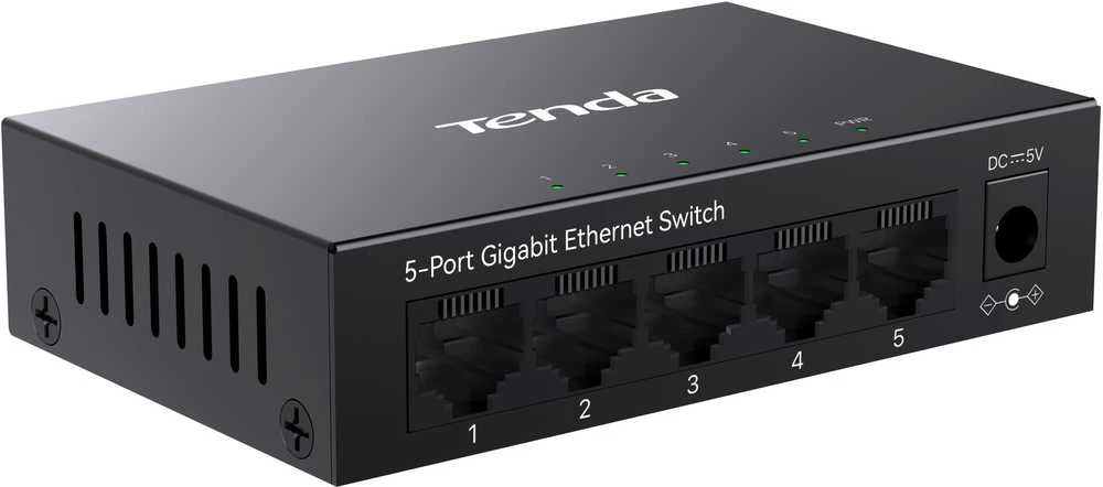 Šakotuvas Tenda TEG1005D tinklo jungiklis Nevaldomas Gigabit Ethernet (10/100/1000) Pilkas