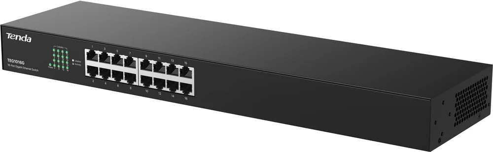 Šakotuvas „Tenda TEG1016G“ tinklo komutatorius, nevaldomas gigabito eternetas (10/100/1000), 1U, Mėlyna